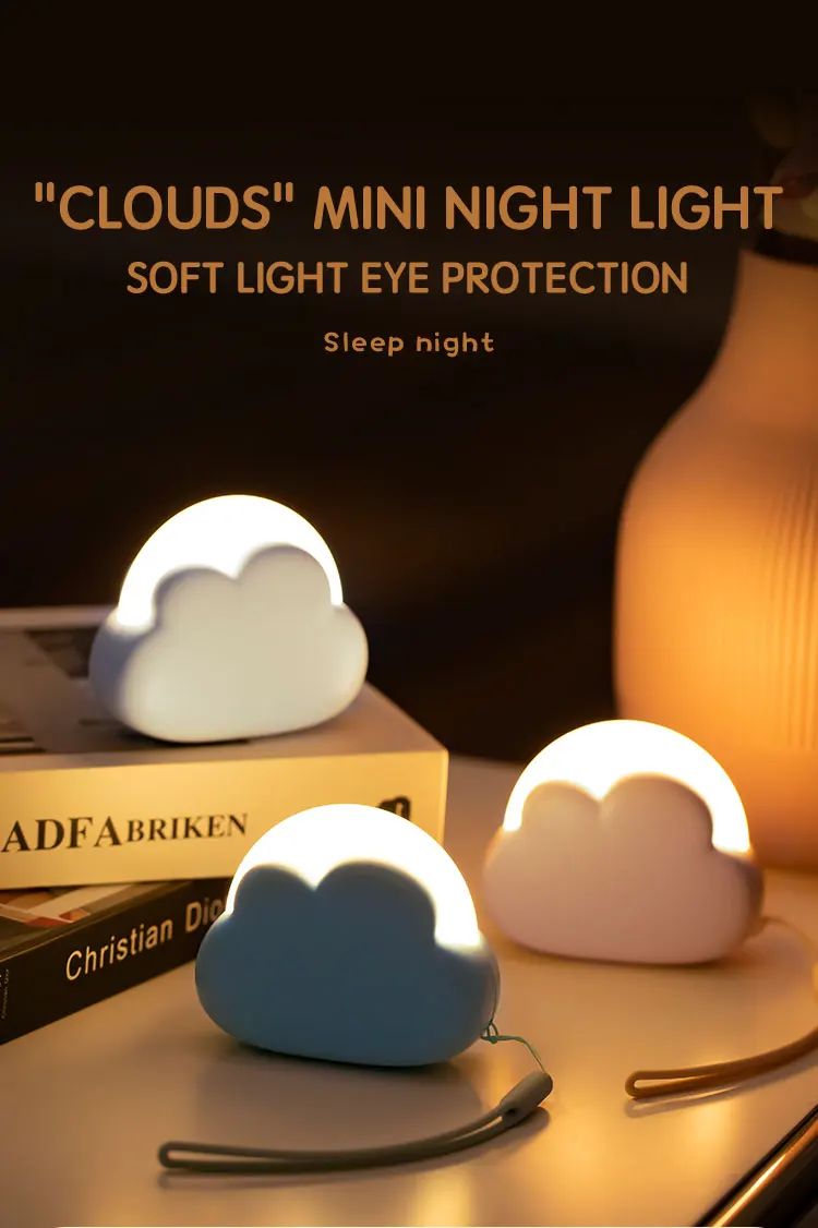 Cloud Night Light Mini USB Rechargeable Adorable Cloud Shape LED NightLight For Bedroom Baby Children Creative Gift Bedside Lamp