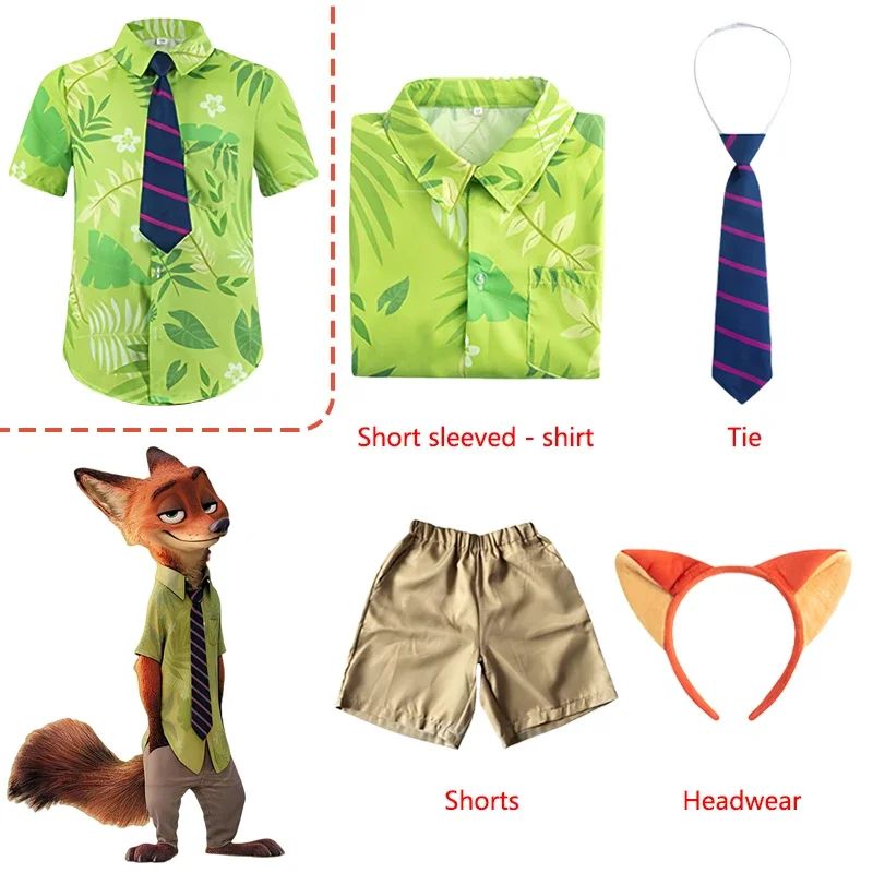 2026  Nick Wilde Cosplay Costumes Zootopia Cosplay Summer Shirt Tie Nick Suits Halloween Carnival Cos Adult Unisex Gifts