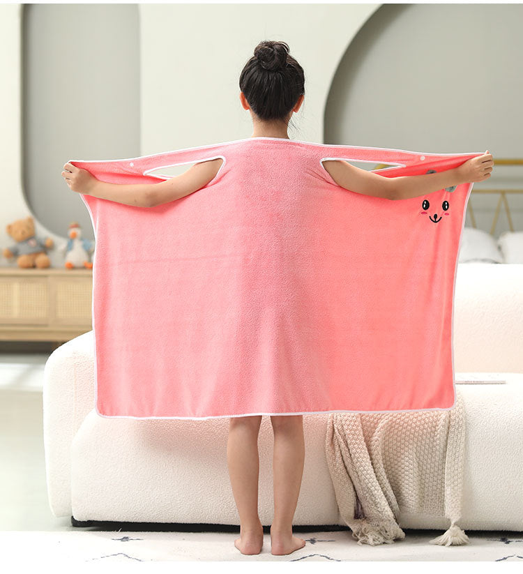 High-end Children's Suspender Skirt, Headband, Soft Towel Bathrobe, Absorbent, Wearable, Wrapable, Water-absorbent Quick-drying