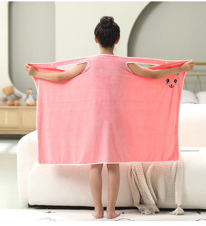 High-end Children's Suspender Skirt, Headband, Soft Towel Bathrobe, Absorbent, Wearable, Wrapable, Water-absorbent Quick-drying
