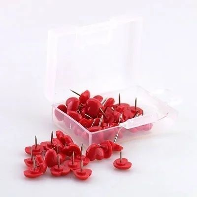 Heart Shape 50 Pack Plastic High Quality Cork Board Safety Colored Thumbtacks Pushpins Office School Accessories Supplies