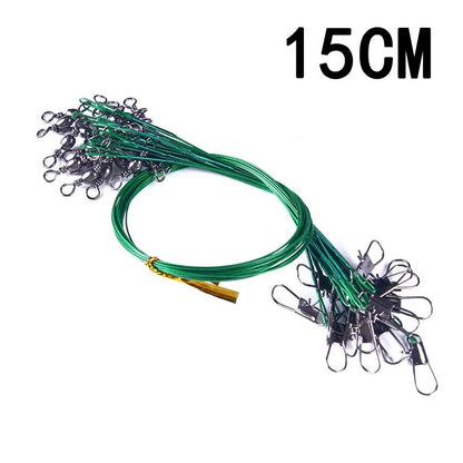 Linha de Pesca de Aço Anti-Mordida com Força de Tração Super Forte, Líder de Aço com Gira Giratória, Chumbada de Pesca 200/100/60/20Pcs