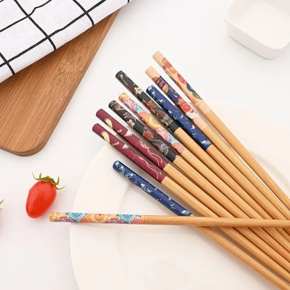 5 Pares de Hashis de Bambu Japoneses para Sushi Antiderrapante Utensílios de Mesa Reutilizáveis para Hot Pot Hashis Chineses Ferramentas de Cozinha