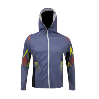 Novo Estilo Masculino Roupa de Pesca Secagem Rápida Proteção Solar Camisas de Pesca Leve Manga Longa Camisa de Pesca com Capuz e Zíper