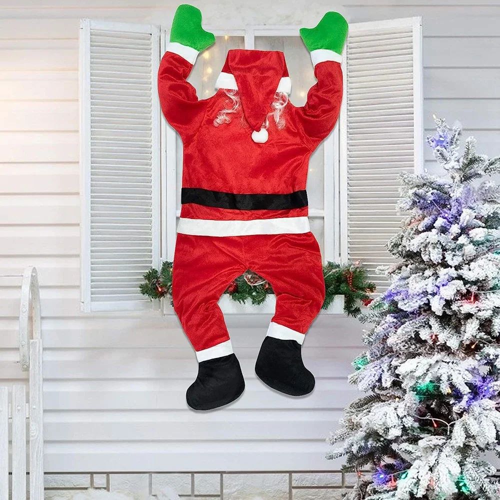 Climbing Santa Claus for Climbing Window, Balcony, Roof, Chimney, Home Christmas Decoration Hanging Santa Claus Outdoor Decor