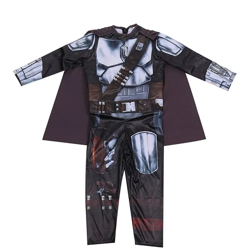 Boys Classic Movie Mask Costume Printed Cartoon Warrior Armor Bodysuit Kids Fantasy Cosplay Costume Halloween