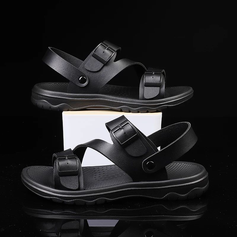 Summer Sandals for Men Outdoor Casual Sport Slippers PU Leather Non-slip Breathable Roman Shoes Beach Flip-Flop Garden Shoes