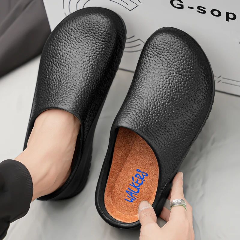 Kitchen Non-slip Oil-resistant Chef‘s Shoes Men's Waterproof Casual Flat Shoes Women's Slippers Couple Plus Size EVA Shoes