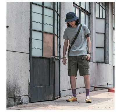 Bronson Heavyweight Seamless Tubular T-Shirt Summer Men's Plain Basic Tee Shirts