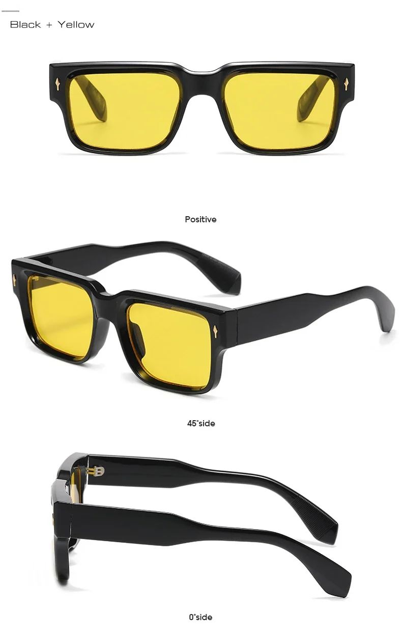 JNPCXI Óculos de Sol Retrô Quadrados Femininos Listras de Leopardo Sombras UV400 Rebites da Moda Masculinos Óculos de Sol Transparentes Gradiente