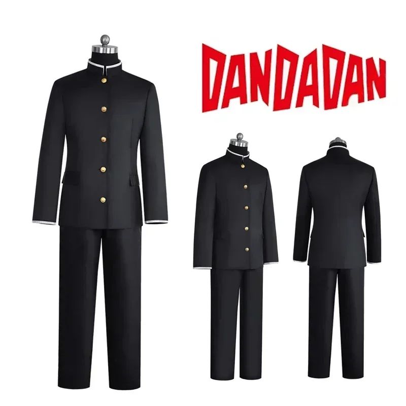 Anime Dandadan Ken Takakura Cosplay Costume Okarun School Uniform Black Jacket Gakuran Outfit Glasses Halloween Unisex Costume