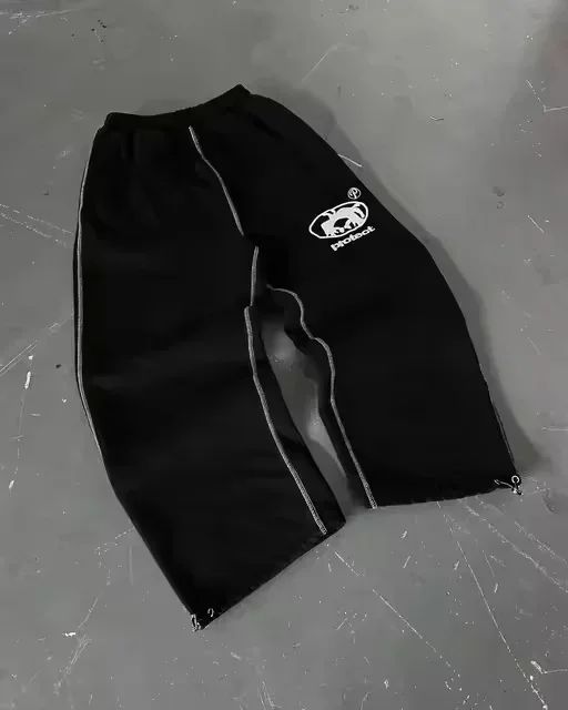 Calça Moletom Bordada Su Jogger Hip Hop Rosa Casual Cintura Elástica Masculina Americana Marinho Y2K Moeda Berlim Street Estilo Anos 2000