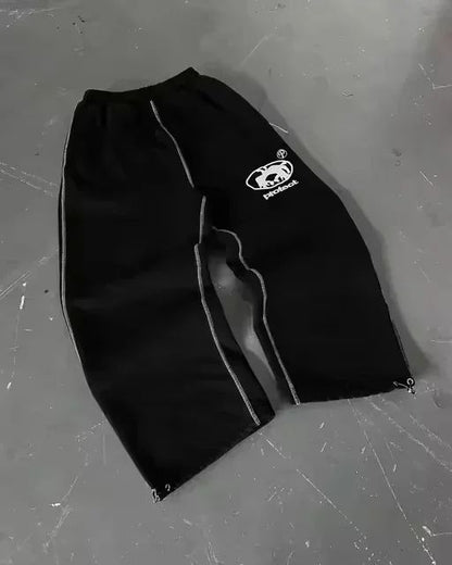 Calça Moletom Bordada Su Jogger Hip Hop Rosa Casual Cintura Elástica Masculina Americana Marinho Y2K Moeda Berlim Street Estilo Anos 2000