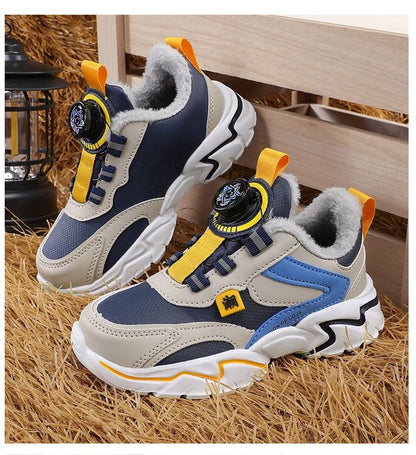 Winter Kids' Cotton Shoes For Boys Warm Plush Anti-slip Children Running Sneakers Outdoor Comfortable Casual Walking Shoes