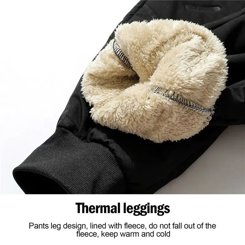Animal Game 2 Pack Plush Thick Fleece Waterproof Casual Pants Man Winter Windproof Pants Warm Pants Lambswool Thermal Trousers