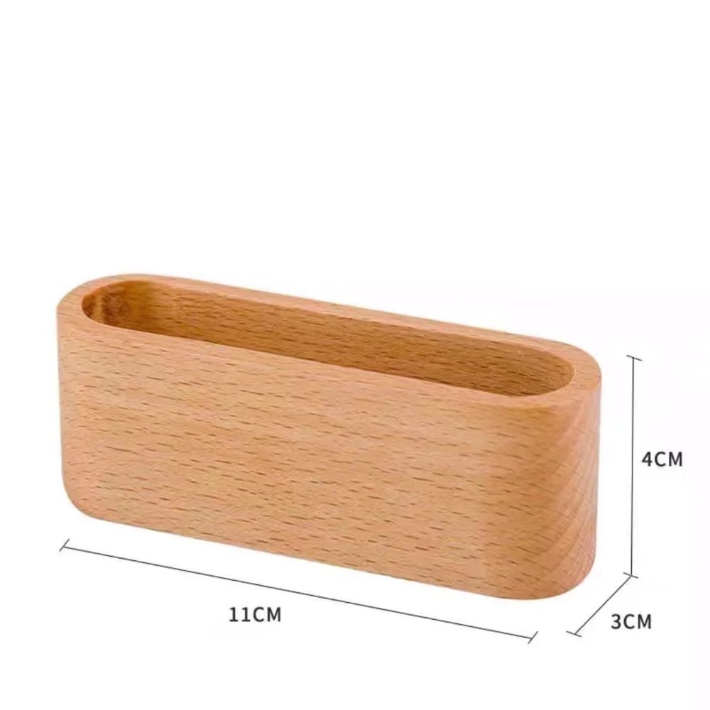 Business Card Holder Wooden Organizer Office Desk name card Display Stand with Pen Slot Memo Pad Cards Stand Card Holder Storage