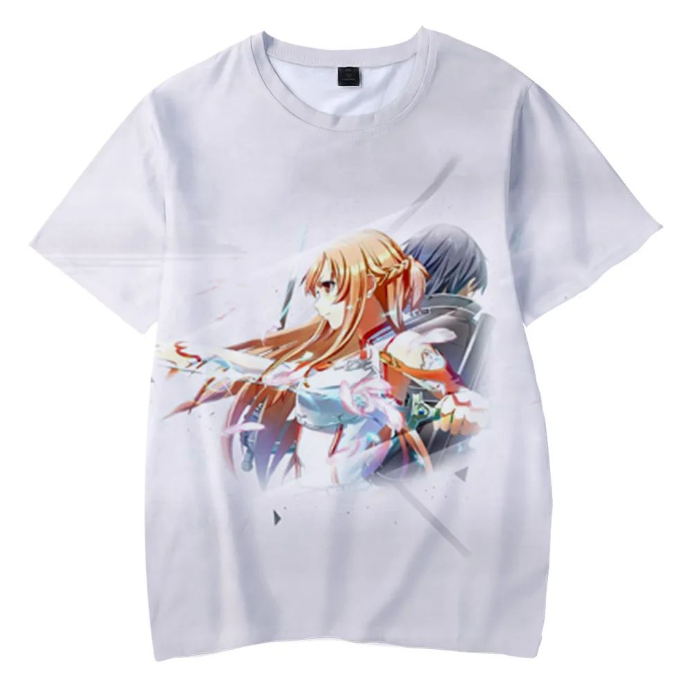 Hot Anime Manga Sword Art Online Kirito Printed T-shirt for Men 3D Fashion Harajuku O-neck y2k tops kid Cosplay Unisex Clothing