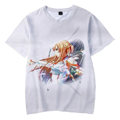 Hot Anime Manga Sword Art Online Kirito Printed T-shirt for Men 3D Fashion Harajuku O-neck y2k tops kid Cosplay Unisex Clothing