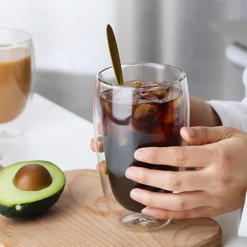 Copo de Vidro de Parede Dupla Resistente ao Calor 80-650ml Copos Transparentes para Cerveja Leite Café Água Atacado Conjunto de Canecas de Vidro para Beber Presente