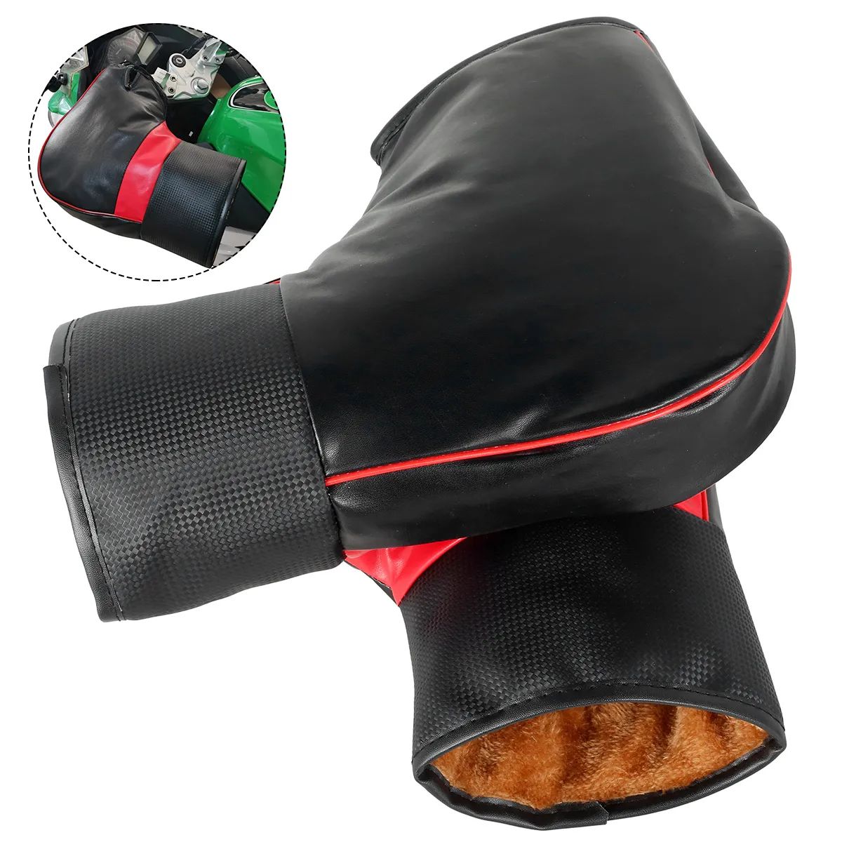 1 Par de Luvas de Inverno Aquecedor de Punho para Motocicleta, Protetoras, para Moto e Scooter, Quentes, Grossas, à Prova de Chuva para Guidão