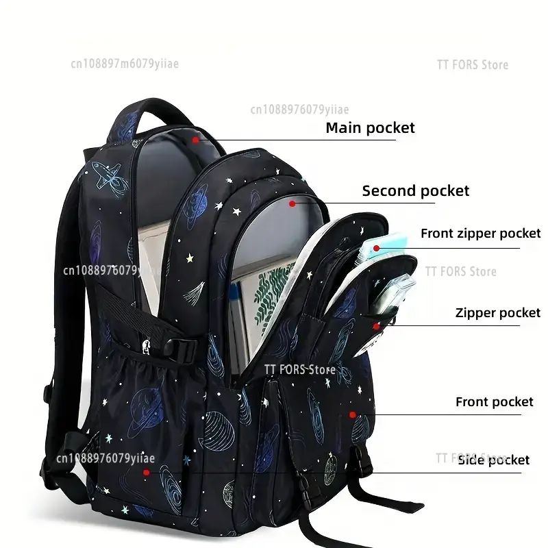Nova Mochila Escolar Infantil Impermeável Ortopédica para Meninos com Estampa de Céu Estrelado Mochila de Descanso para Alunos do Ensino Fundamental Presente de Aniversário para Crianças