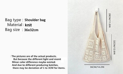 Bohemian Crochet Tote Bag for Women Handwoven Macrame Shoulder Bag with Hollow Knit Design Elegant Christmas Gift for Her, Beach