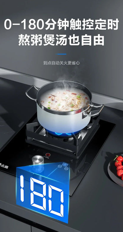 220V Energy-Saving Gas Cooker with Powerful Flame, Single Burner Natural Gas Cooktop for Home Kitchen A