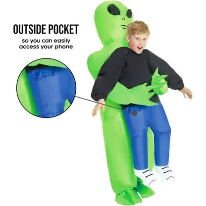 Halloween Alien Inflatable Suit Alien Costume for Kids Monster Inflatable Costume Scary Green Alien Cosplay Costume for Party