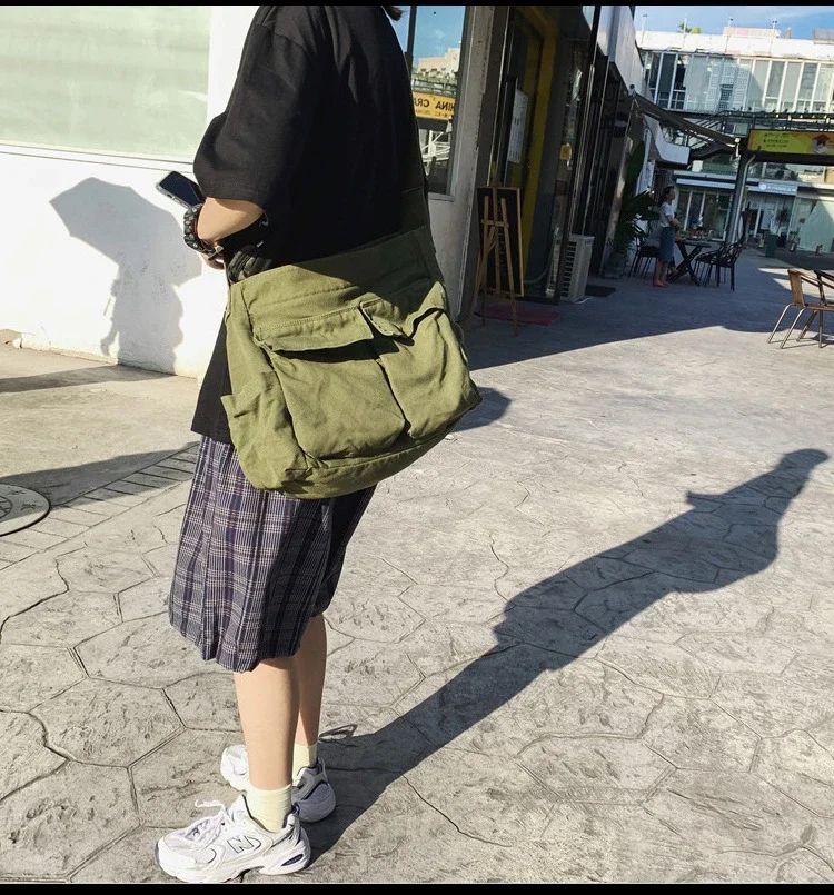 2025 y2k Women Vintage Handbag Canvas Teenager Shoulder Tote Bags Messenger Bags Ladies Casual Handbag Crossbody Purse