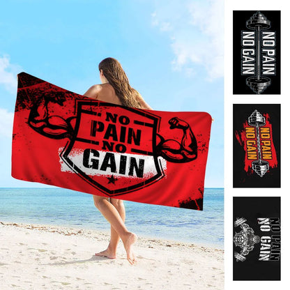 No Pain No Gain GYM Towel Microfiber Beach Towel Absorbent Quick dry Soft Yoga Swimming Resort Mountain Climbing Towel