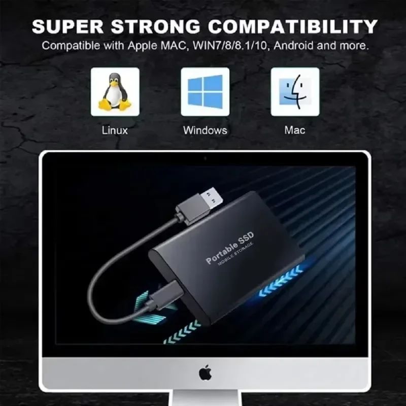 Daily Using 2TB Portable External Hard Drive USB3.2 Type-C External Solid State Drives 16TB  High Speed Hard Disk for PC/Laptop