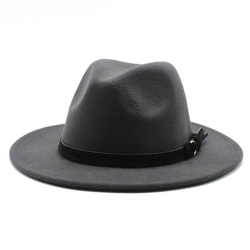Gangster Trilby Felt Fedora Hat European American Wide Brim Top Jazz Caps Women Men Wool White Wedding Hat 56-58-61CM