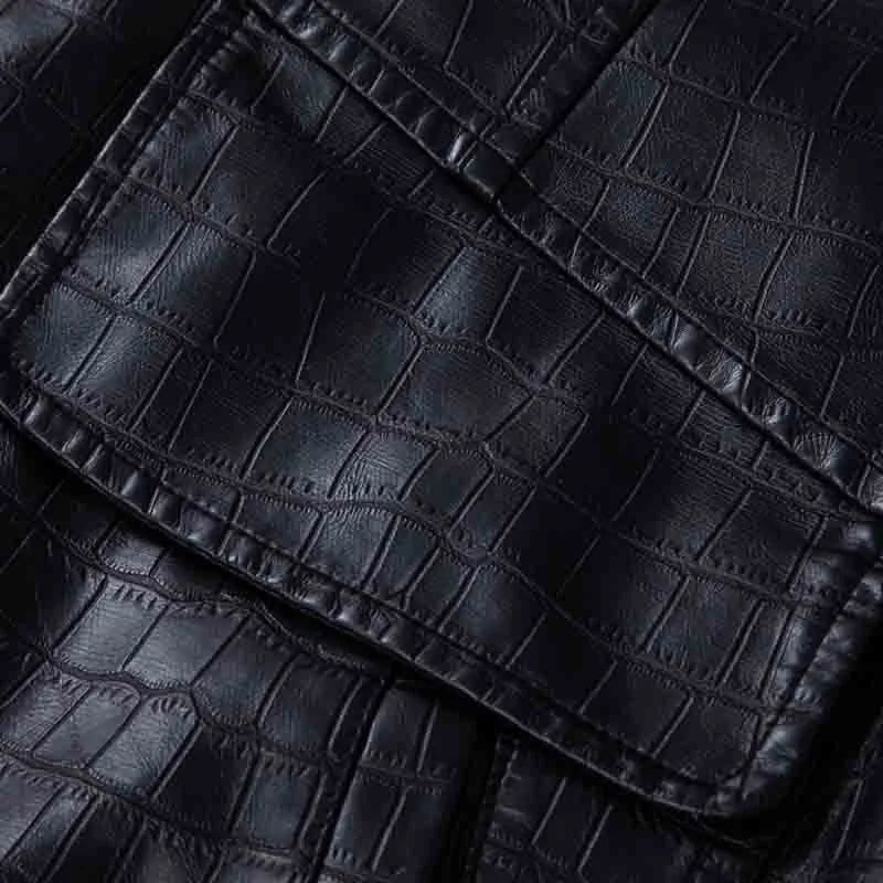 New Fashion Men's Spring Autumn Lapel Casual Pu Leather Loose Motorcycle Jacket