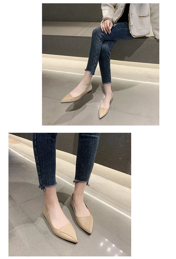 Women Fashion Pointed Toe Slip on Shoes Summer Woman Loafers Comfortable Ladies Yellow Boat Shoes Autumn Flats Zapatos Mujer