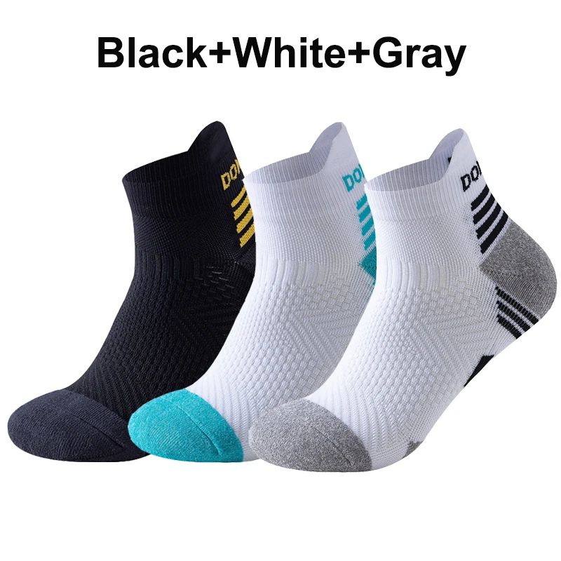 3 Pares Meias de Corrida de Maratona Masculinas Femininas Profissionais Esportivas Tornozelo Fitness Tubo Acolchoado Engrossado Baixo Cano Curto Barco Meias