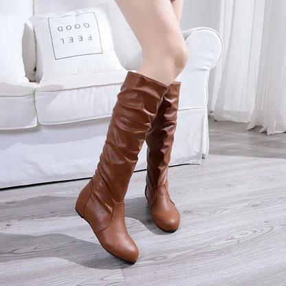 Flat Shoes Spring Autumn Women High Boots Long Western Cowboy Boots Women Footwear Large size 35-43 2024 Mid-Calf Boots Women