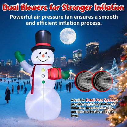 15-Foot Inflatable Snowman with LED Lights and Enchanted Hat for Winter Outdoor Decorations
