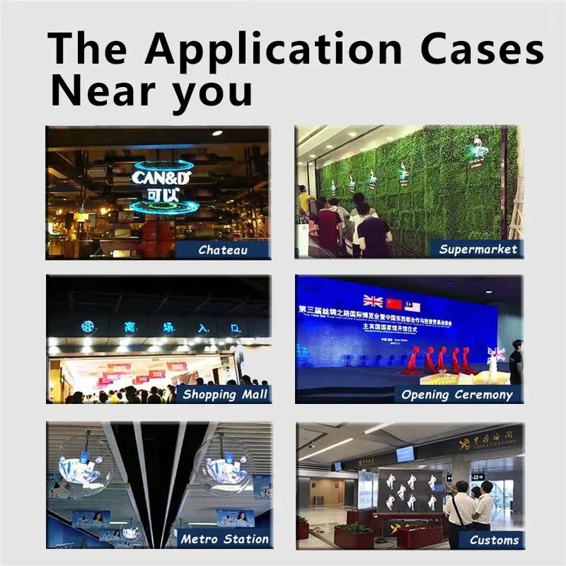 42CM/52CM/56CM/65CM 3D Holographic LED Fan Display for Advertising/Shop/Wedding High Brightness Custom Logo DIY Projector