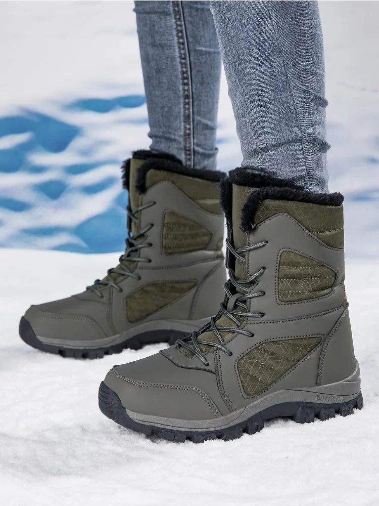 Winter Women's Snow Boots High Top Hiking Boots for Women Winter Outdoor Walking Sneakers Waterproof Plush Warm Platform Boots