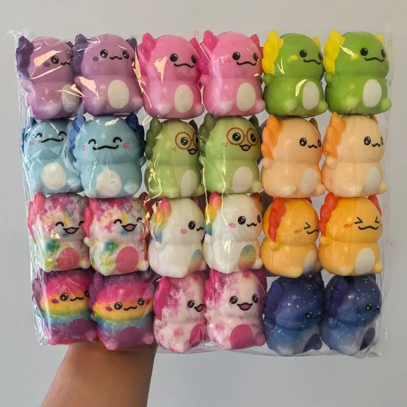 && 12/24PCS Kids Adult Mini Kawaii Newt Cute Squishy Stress Relief Squeeze Toy Slow Rising Toy Carnival Goodie Party Send Gift