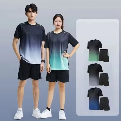 Running Sets Men Sportswear Short sleeve Clothes Fitness Basketball tennis Soccer Plus Size Gym Clothing 2 pieces Sports Suits