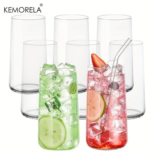 6 Copos Long Drink para Uísque e Café com Canudo de 450ml, Copos para Suco Adequados para Coquetéis e Cerveja, Conjunto de Utensílios de Bar