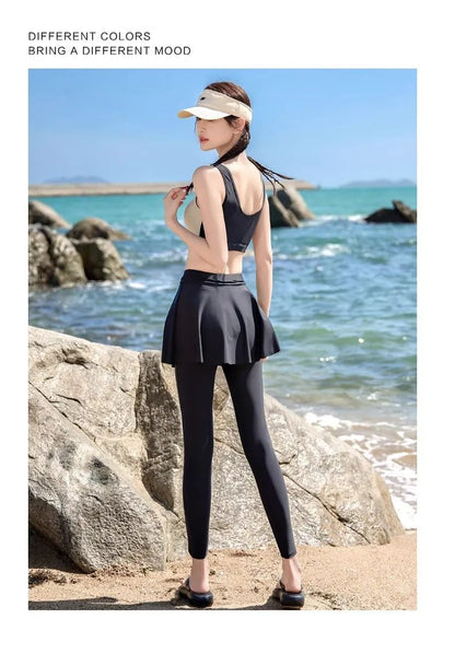 Women's Swimming Suit 2025 New Style Four-Piece Conservative Bikini Long Sleeve Long Pants Surfing Snorkeling Mother Suit