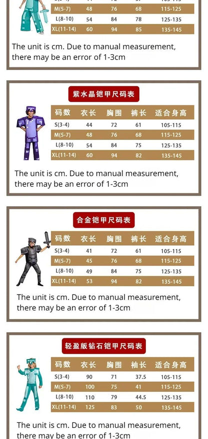Game My World Role Play Holiday Party Pixel Costume Toy Mc Boys Girls Set Diamond  Christmas Gift Stage Costume