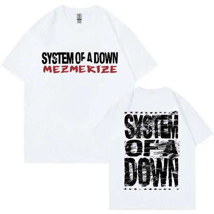 Summer men's Rock System of A Down Mezmerize band album print T-shirt Vintage alternative metal music Harajuku short sleeve