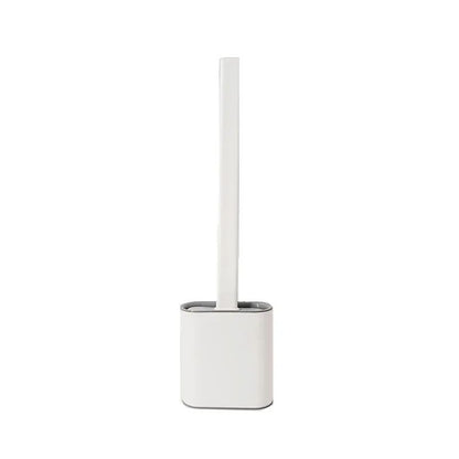 Toilet Brush Water Leak Proof With base Silicone Wc Flat Head Flexible Soft Bristles Brush with Quick Drying Holder Set