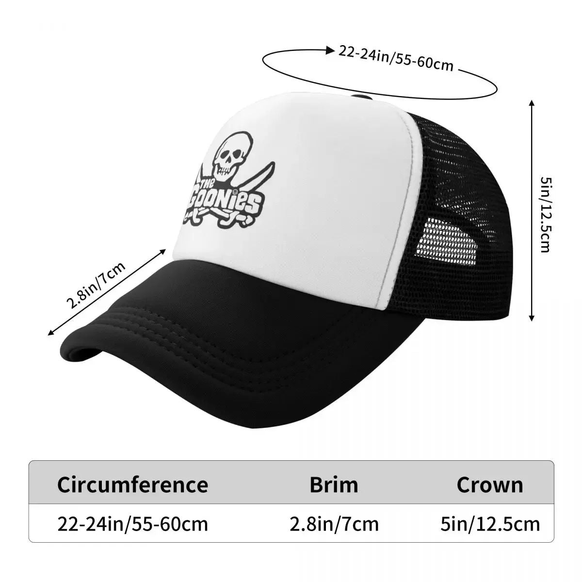 Bonés de Beisebol The Goonies Fashion Sun Caps Chapéu Caveira e Ossos Cruzados Bonés de Sol Respiráveis Bonés Snapback Atacado Novo Boné Trucker