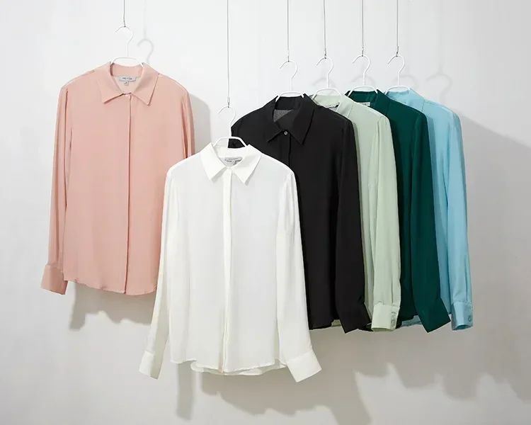 2025 Spring New Women's Silk Shirt Women's Long Sleeve 100% Mulberry Silk Blouse 16 MM White-collar OL Style Shirts For Women