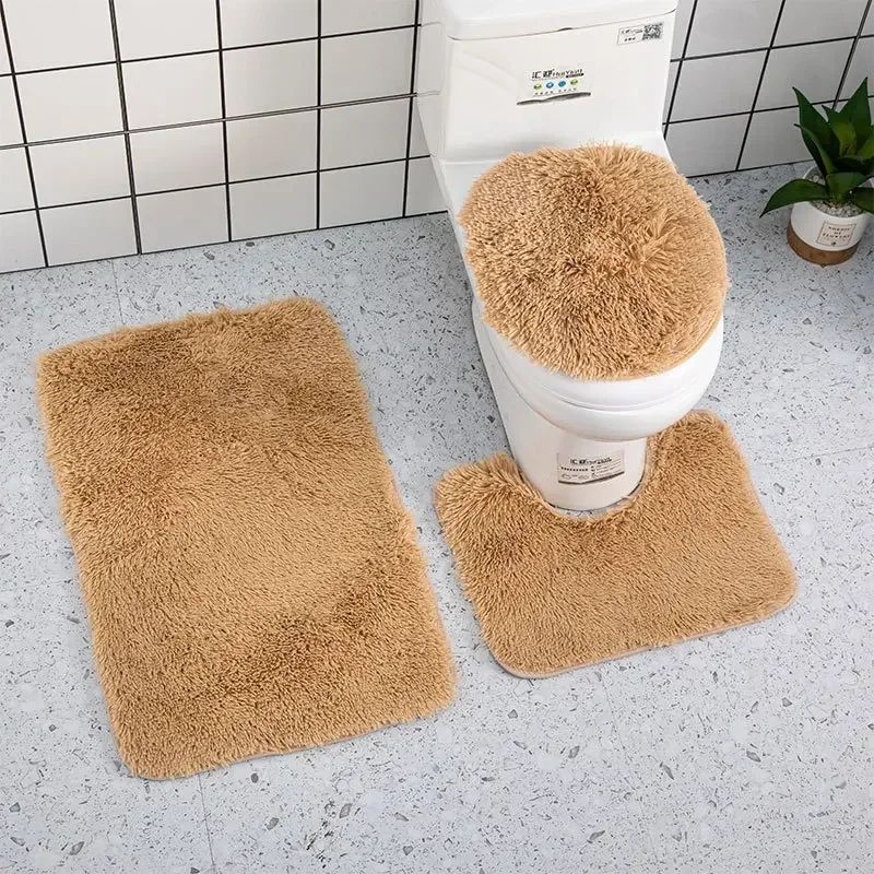 3piece Bathroom Mat Bathroom Silk Tie-dye Bathroom Soft Non-slip Carpet Shower Carpet Toilet Seat Cover Floor Mat