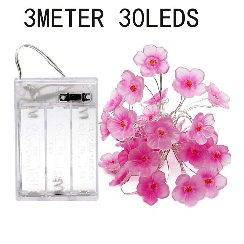 Cherry Blossom String Light Garland Artificial Flower Vines Fairy Lights for Christmas Wedding Party Bedroom Decoration
